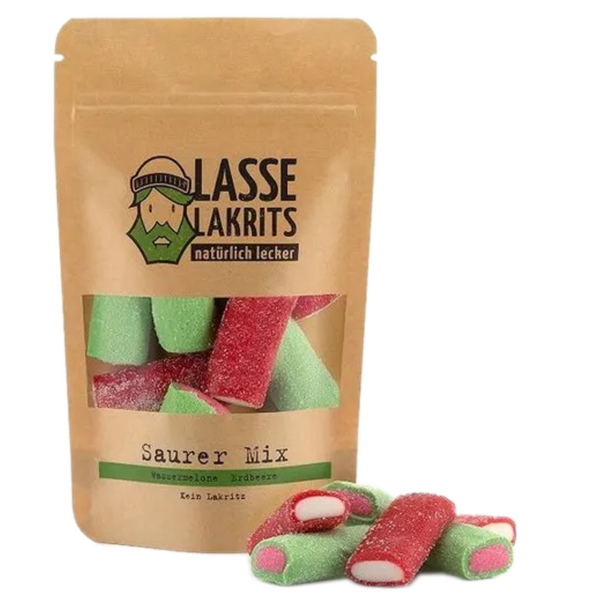 Saurer-Mix Mini Wassermelone Erdbeere, 135g, Lasse Lakrits